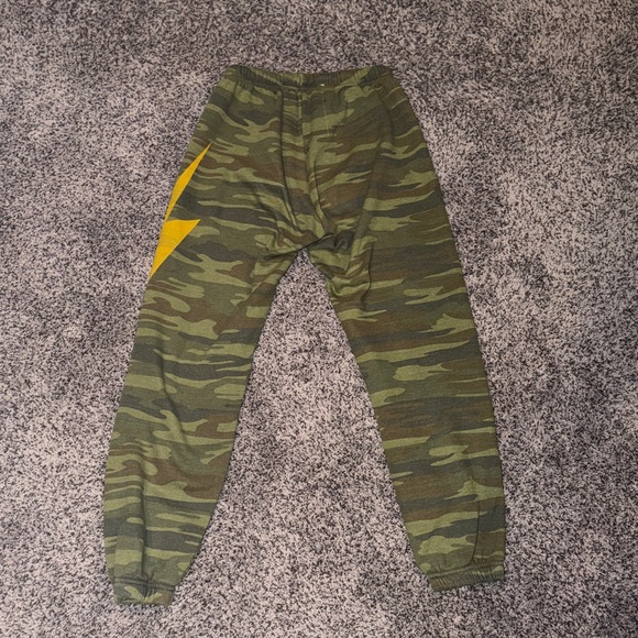 Aviator Nation Green Camouflage Joggers with Yellow Bolt - Picture 5 of 5